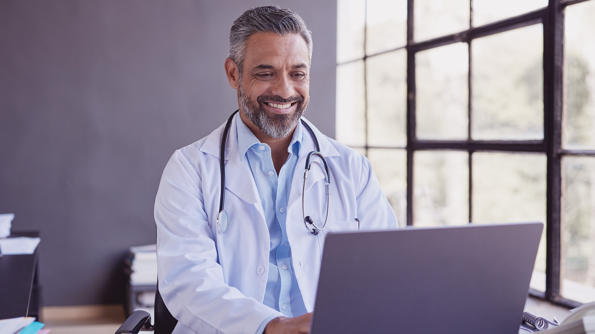 Clinician checking their practice online