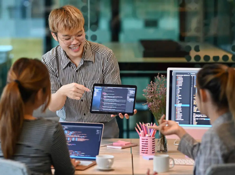 Developer working on healthcare website code