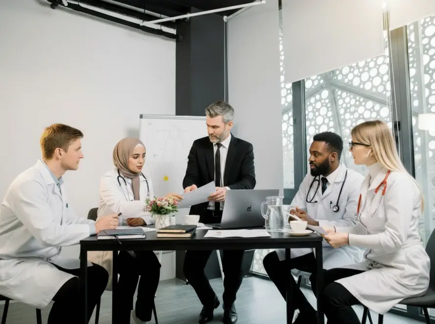 Clinician reviewing SEO performance